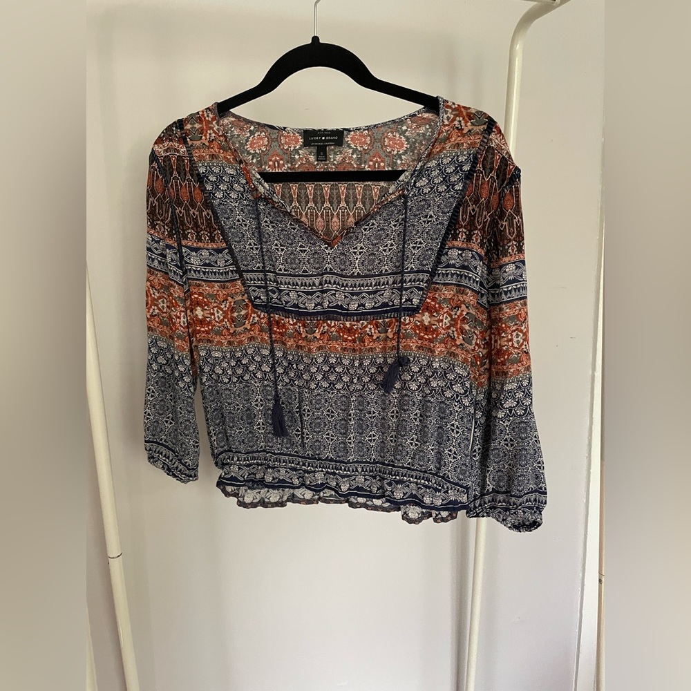 Lucky Printed Peasant Top small